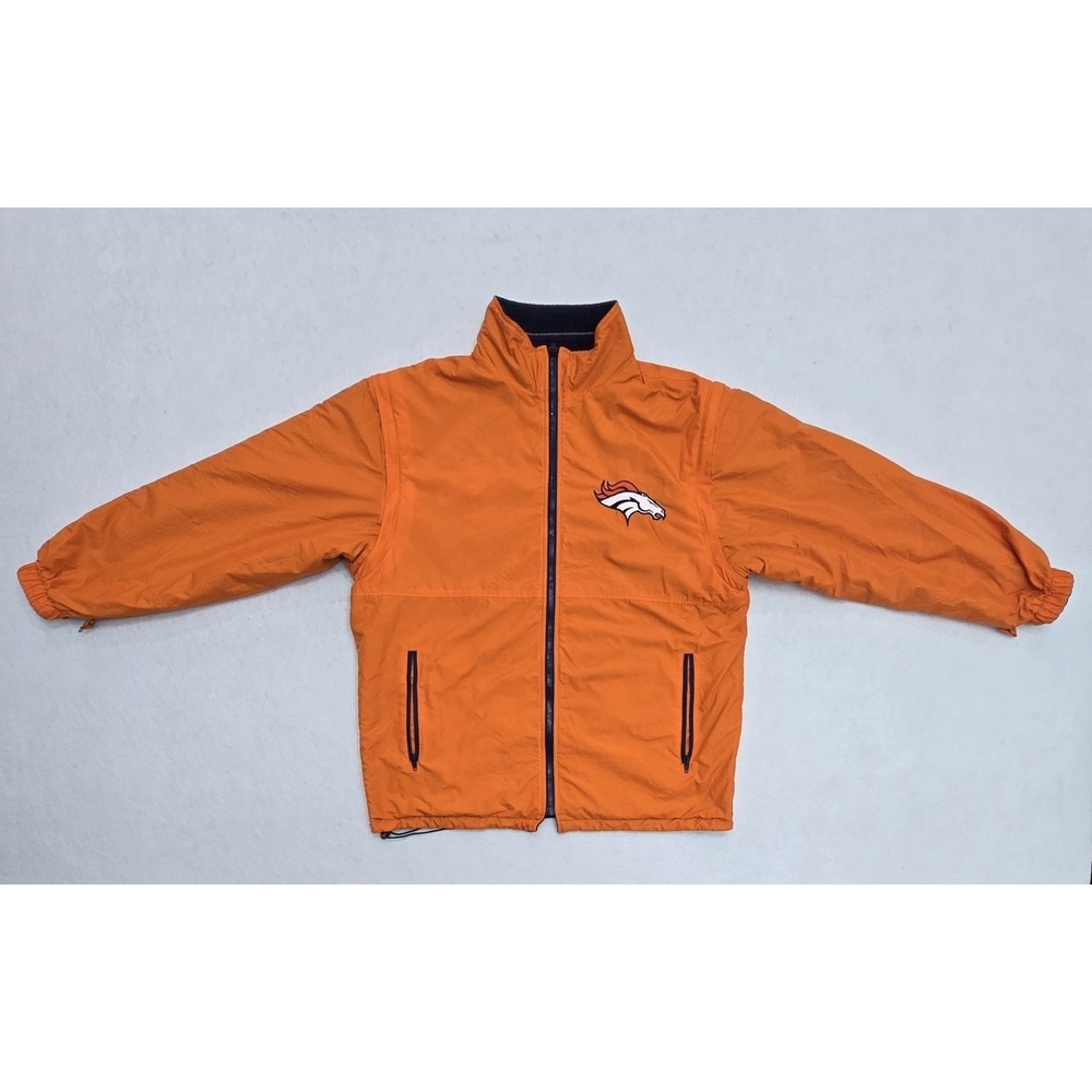 Denver Broncos Reversible Jacket Mens XL Detachable Sleeves Fleece Windbreaker